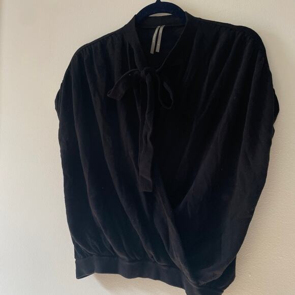 By Anthropologie Rambuteau Black Knit Sleeveless Wrap Sweater Neck Tie Sz S - Picture 3 of 10